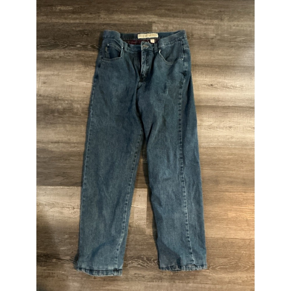 L.L.Bean Flannel Lined Jeans Womens Size 8 Relaxed Fit Blue Denim Outdoors